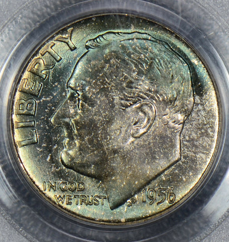 1956 MS67 silver PCGS MS67 roosevelt dime stunning blue toning PC0183 combine
