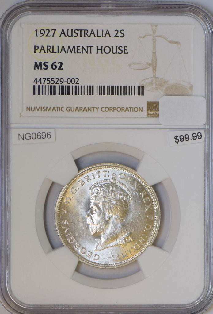 Australia 1927 2 Shillings silver NGC MS62 parliament house NG0696 combine shipp