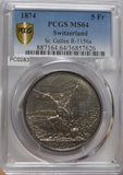 Switzerland 1874 5 Francs silver PCGS MS64 St. Gallen rare grade PC0283 combine