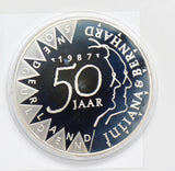 N0074 Netherlands 1987  50 Gulden silver  proof combine shipping