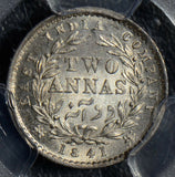 British India 1841 C 2 Annas silver PCGS MS64 PC0174 combine shipping