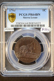 PC0229 Sierra Leone 1791 Cent PCGS PR64 BN rare in proof combine shipping