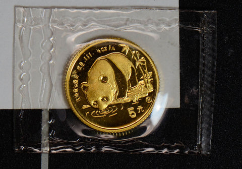 China 1987 Y 5 Yuan gold mint sealed BU 1/20 oz panda GL0072 combine shipping