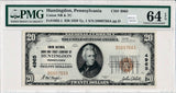 1929 20 PMG 64EPQ national currency Huntingdon FR#1802,cht#4965 combine PM0084