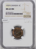 Canada 1929 small cent NGC MS63 BN NG0847 combine shipping