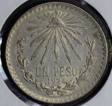 M0178 Mexico 1924 Peso silver AU cap and rays better date combine shipping