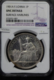French Indo China 1901 Piastre silver NGC UNC NG0500 combine shipping