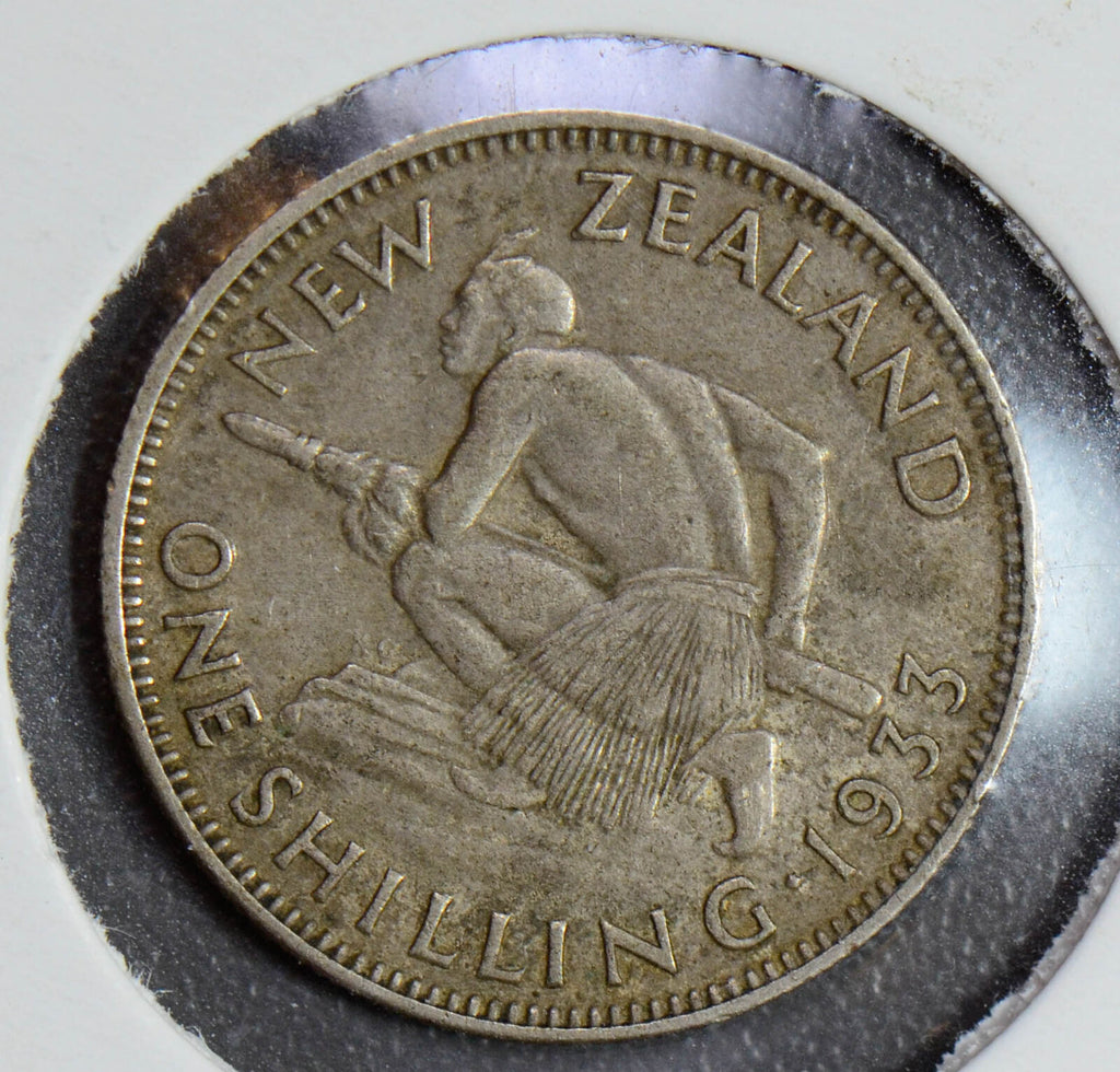 N0115 New Zealand 1933 Shilling silver  combine shipping