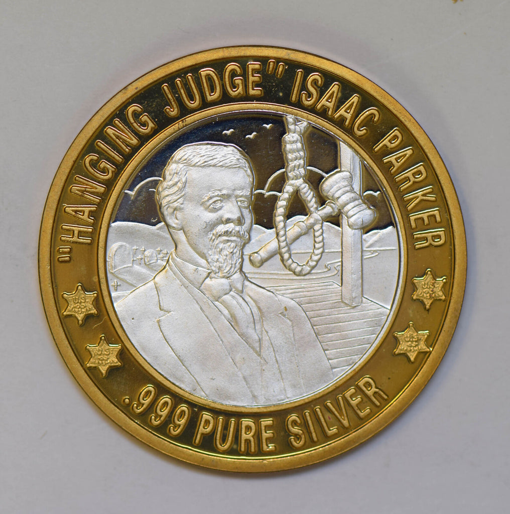 casino chip token silver hanging judge Isaac Parker BU0348 combine shipping