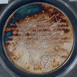 1967  Medal ANACS MS67 custer county colorado centennial blue toning NG0256 com