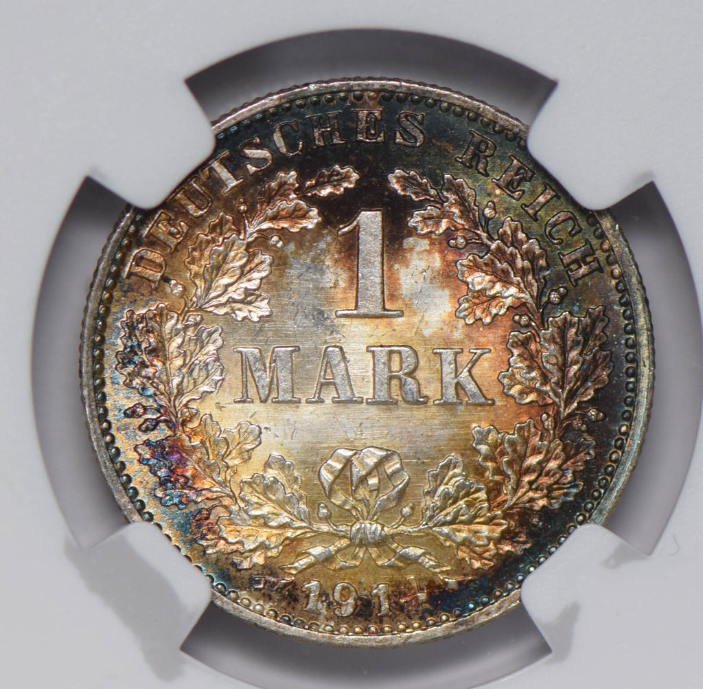 Germany 1914 G Mark silver NGC MS65 gorgeous blue toning NG0643 combine shipping