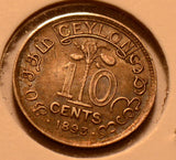 C0045 Ceylon 1893  10 Cents   combine shipping