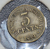 Danish West Indies 1859 3 Cents  D0059 combine shipping