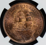 South Africa 1935 Penny NGC MS63RB nice toning NG0497 combine shipping