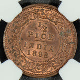 British India 1898 C 1/2 Pice NGC MS62 BN NG0248 combine shipping