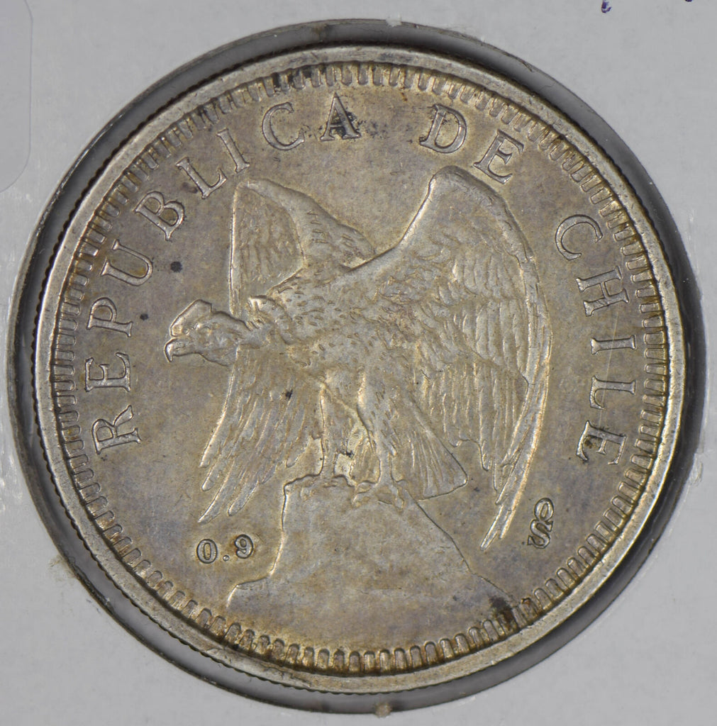 Chile 1927 5 Pesos silver  C0359 combine shipping