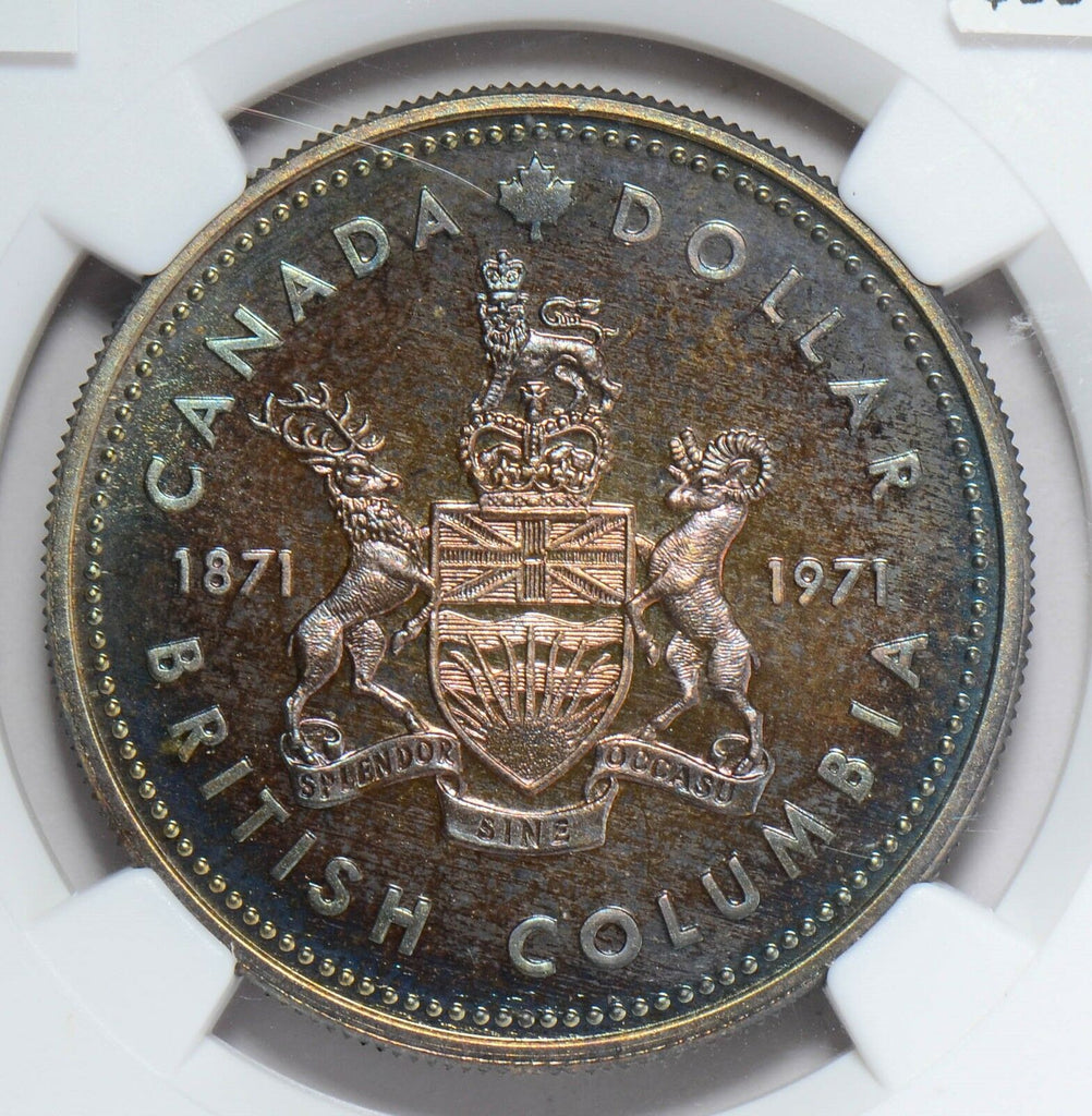 NG0187 Canada 1971  Dollar NGC SP 67 british columbia beautiful green toning ton