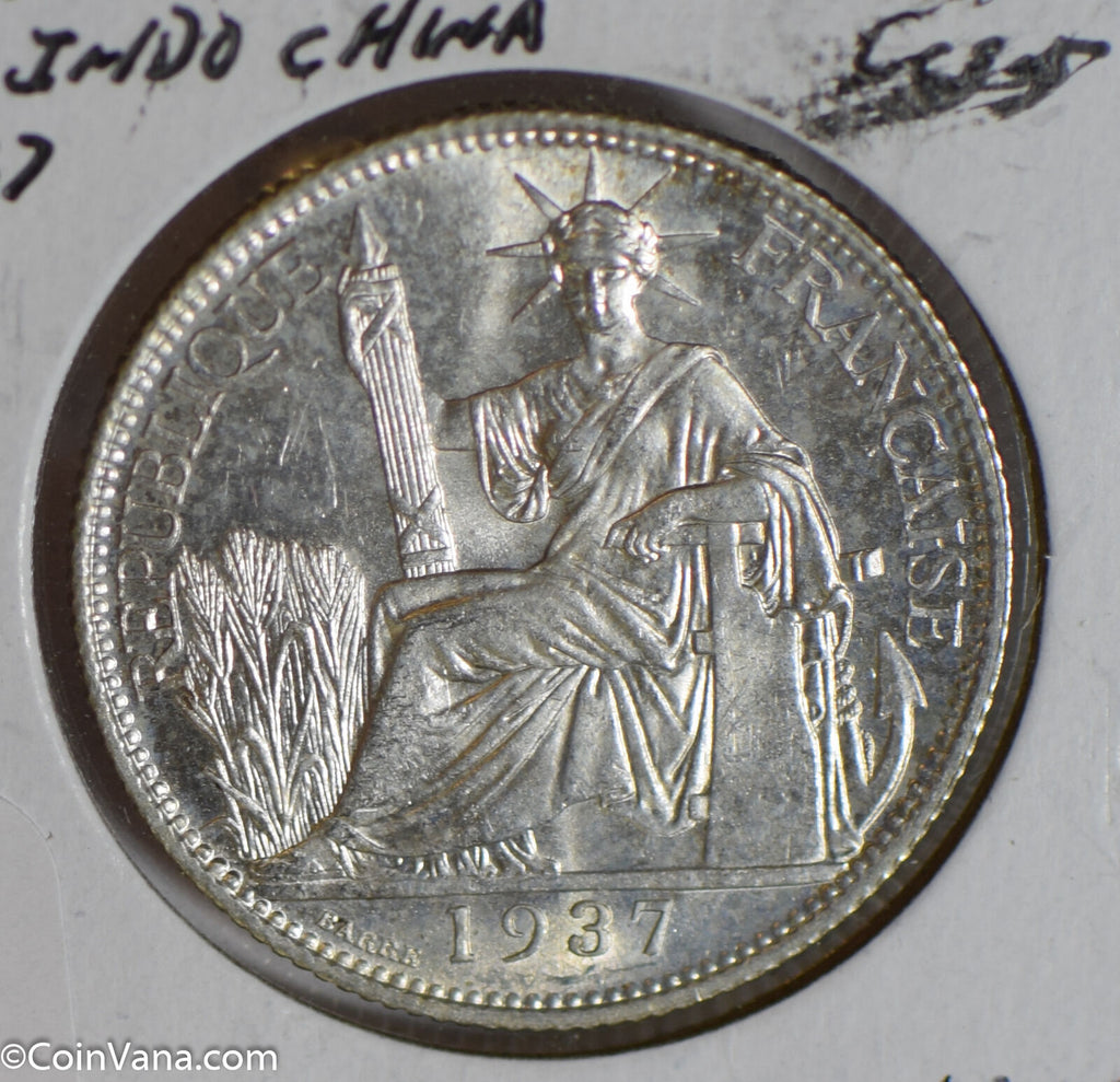French Indo china 1937 20 Cents silver  F0182 combine shipping