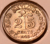 C0035 Ceylon 1920  25 Cents   combine shipping