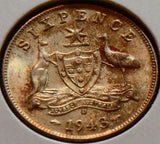 Australia Choice 1943 6 Pence UNC AU0003 combine shipping