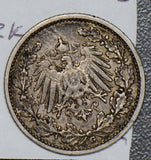 Germany 1908 G 1/2 Mark silver  190517 combine shipping