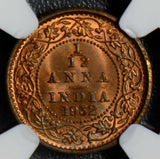 British India 1932 C 1/12 Anna NGC MS65RB calcutta mint NG0404 combine shipping