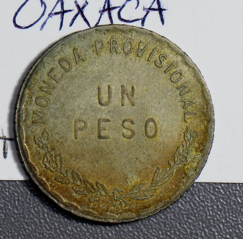 Mexico 1915 Peso silver oaxaca golden toning M0169 combine shipping