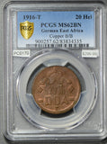 PC0170 German East Africa 1916 T 20 Heller PCGS MS62BN small crown B/B rare in t