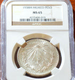1938M Mexico Peso NGC MS65 nice! NG0075 combine shipping