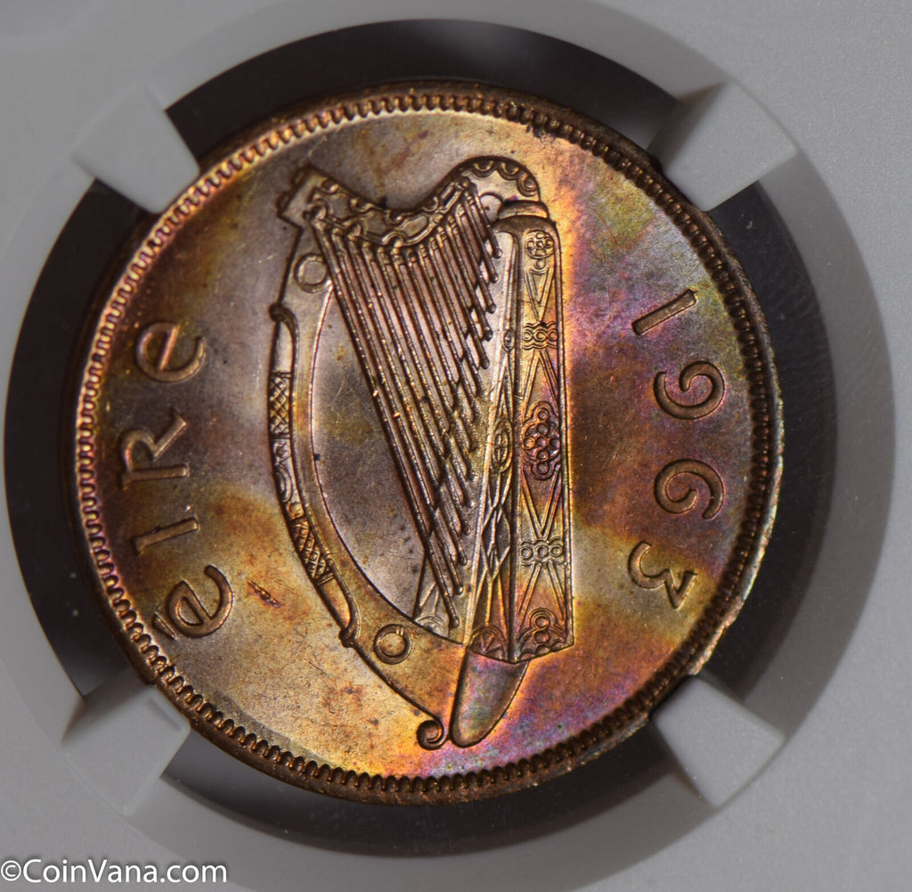 Ireland 1963 Penny NGC MS65RB stunning purple green luster NG0816 combine shippi