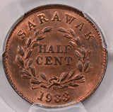 PC0089 Sarawak 1933 H 1/2 Cent PCGS MS 63RB prid-61 combine shipping
