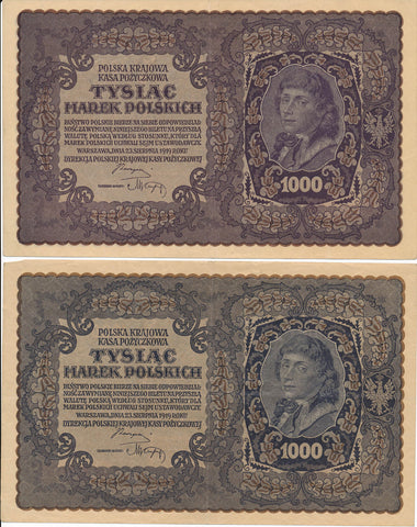 RC0239 Poland 1919 1000 Marek Polskich 4 notes combine shipping