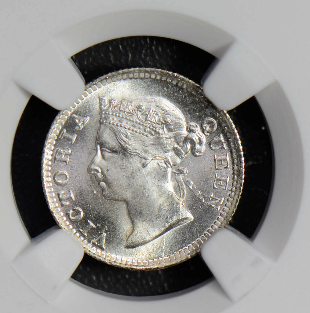 NG0458 Hong Kong 1898 5 Cents silver NGC MS66 rare in this grade combine shippin