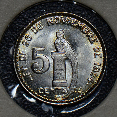 Guatemala 1947 5 Centavos silver BU  G0046 combine shipping