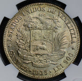 NG0346 Venezuela 1935 5 Bolivares silver NGC MS64 lustrious rare in this grade c