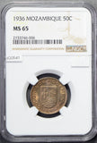 Mozambique 1936 50 Centavos NGC MS65 NG0541 combine shipping