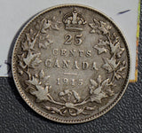 Canada 1915 25 Cents silver key date CA0285 combine shipping