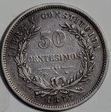 Uruguay 1877 50 Centesimos silver  U0046 combine shipping