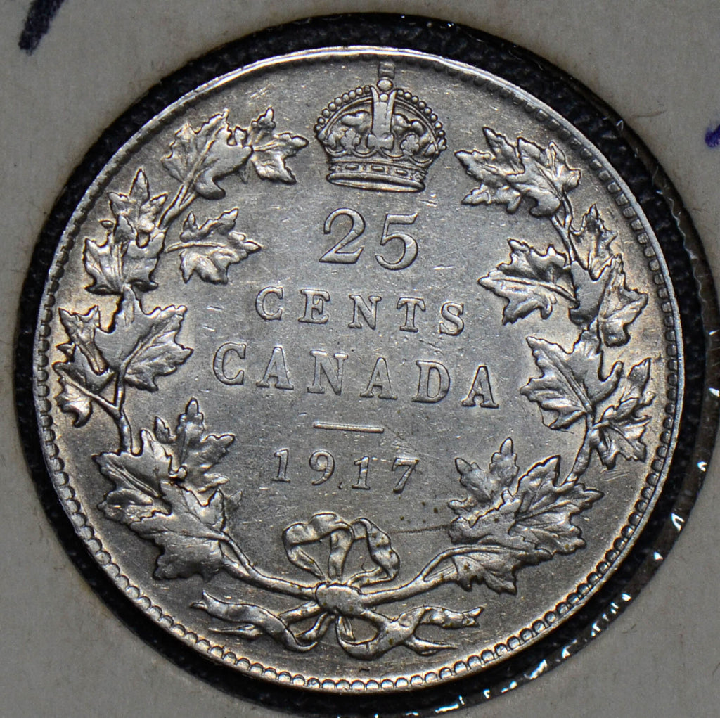 Canada 1917 25 Cents silver  CA0192 combine shipping