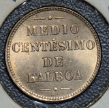 Panama 1907 1/2 Centesimo UNC recut date BU0224 combine shipping