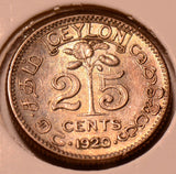 C0062 Ceylon 1920  25 Cents   combine shipping