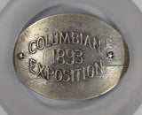 1893 Columbian exposition on 1875 S Seated 20C NGC AU55 elongated