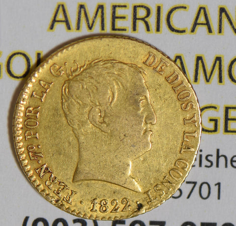 Spain 1822 80 Reales gold  GL0092 combine shipping