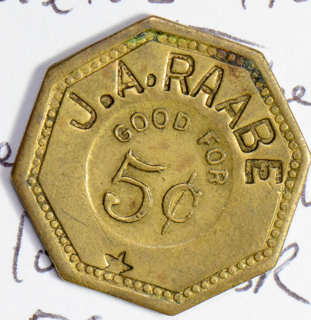 U0069   Julius Rache trade token st. Louis 5 cents combine shipping