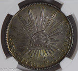 Mexico 1840 /30 GO PJ 8 Reales silver NGC UNC stunning green toning lustrous NG0