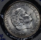 Netherlands 1966 2 1/2 Gulden silver UNC 190469 combine shipping