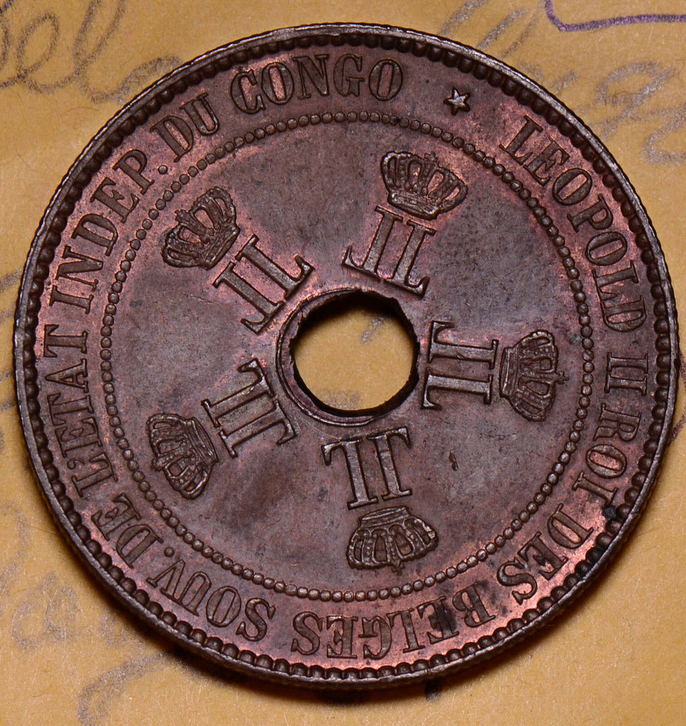 B0070 Belgian Congo 1888  10 Centimes UNC combine shipping