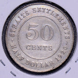 Straits Settlements 1920  50 Cents S0086 combine shipping