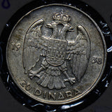 Yugoslavia 1938 20 Dinara silver  190173 combine shipping