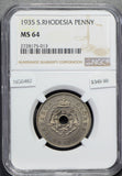 Southern Rhodesia 1935 Penny NGC MS64 rare in mint state! combine shippin NG0482